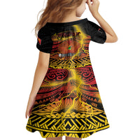 Personalised Papua New Guinea 49th Anniversary Kid Short Sleeve Dress Bird of Paradise Unity In Diversity LT9 - Polynesian Pride