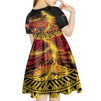 Personalised Papua New Guinea 49th Anniversary Kid Short Sleeve Dress Bird of Paradise Unity In Diversity LT9 - Polynesian Pride
