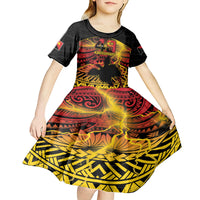 Personalised Papua New Guinea 49th Anniversary Kid Short Sleeve Dress Bird of Paradise Unity In Diversity LT9 - Polynesian Pride