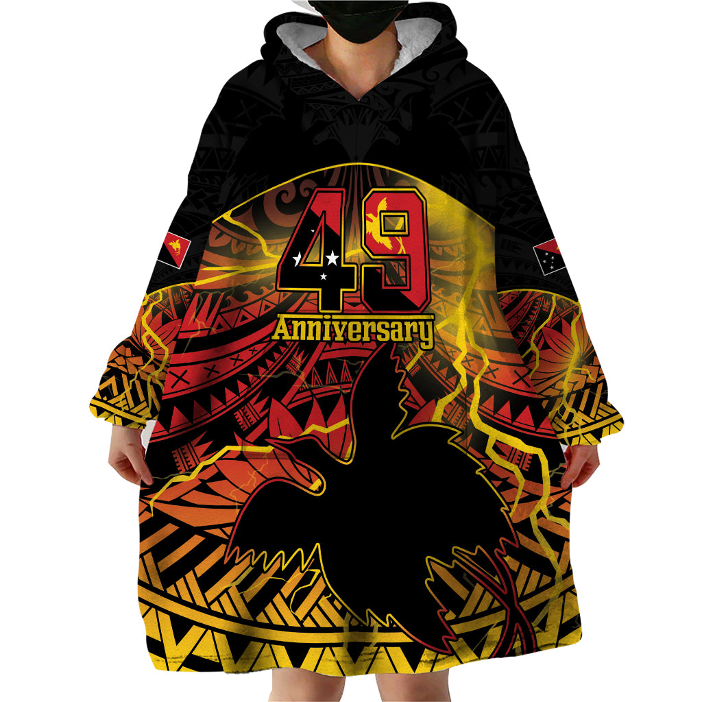 Personalised Papua New Guinea 49th Anniversary Wearable Blanket Hoodie Bird of Paradise Unity In Diversity LT9 - Polynesian Pride