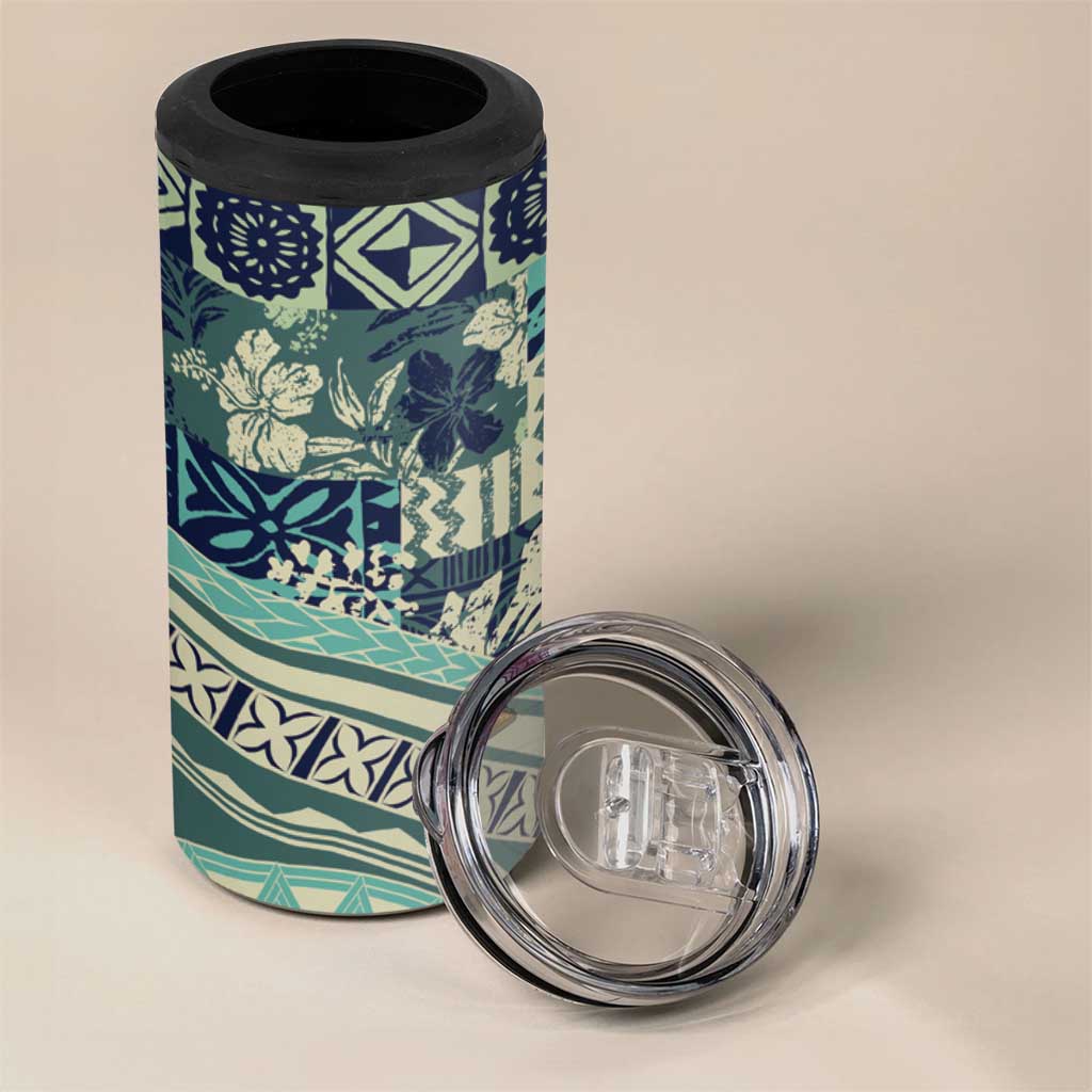 Hawaiian Hibiscus Tribal Vintage Motif 4 in 1 Can Cooler Tumbler Ver 1 LT9 - Polynesian Pride