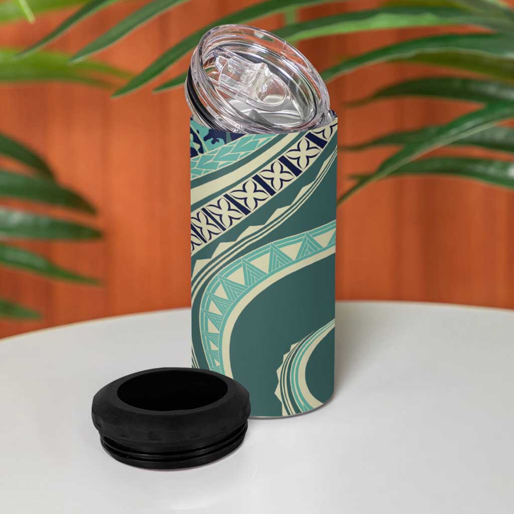 Hawaiian Hibiscus Tribal Vintage Motif 4 in 1 Can Cooler Tumbler Ver 1 LT9 - Polynesian Pride