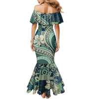 Hawaiian Hibiscus Tribal Vintage Motif Family Matching Mermaid Dress and Hawaiian Shirt Ver 1 LT9 - Polynesian Pride