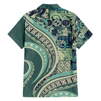 Hawaiian Hibiscus Tribal Vintage Motif Family Matching Off Shoulder Maxi Dress and Hawaiian Shirt Ver 1 LT9 - Polynesian Pride