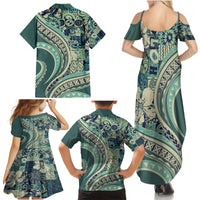 Hawaiian Hibiscus Tribal Vintage Motif Family Matching Summer Maxi Dress and Hawaiian Shirt Ver 1 LT9 - Polynesian Pride
