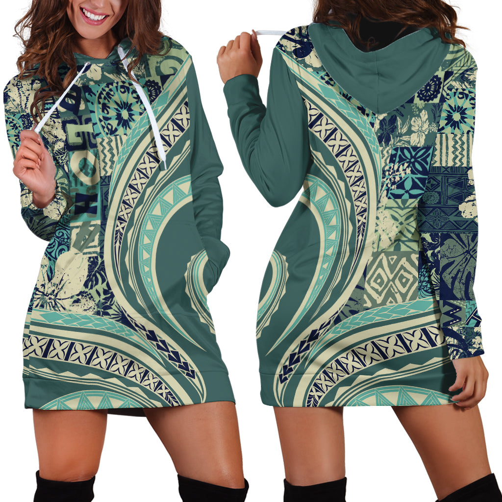 Hawaiian Hibiscus Tribal Vintage Motif Hoodie Dress Ver 1 LT9 - Polynesian Pride