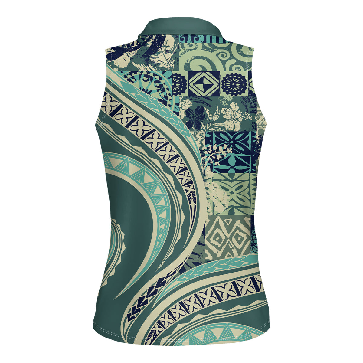 Hawaiian Hibiscus Tribal Vintage Motif Women Sleeveless Polo Shirt Ver 1 LT9 - Polynesian Pride