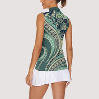 Hawaiian Hibiscus Tribal Vintage Motif Women Sleeveless Polo Shirt Ver 1 LT9 - Polynesian Pride