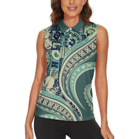 Hawaiian Hibiscus Tribal Vintage Motif Women Sleeveless Polo Shirt Ver 1 LT9 - Polynesian Pride