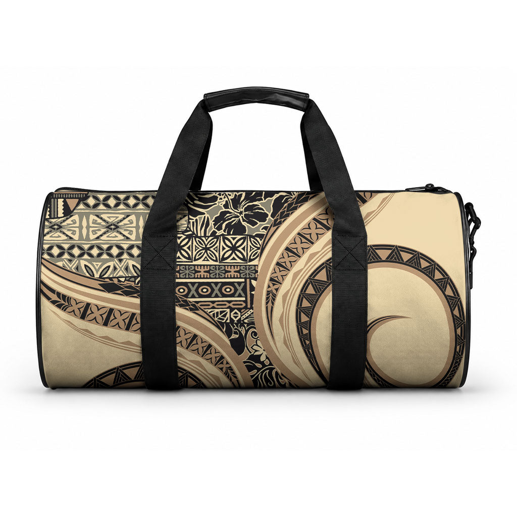 Hawaiian Hibiscus Tribal Vintage Motif Duffle Bag Ver 2 LT9 One size Beige - Polynesian Pride