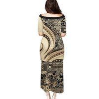 Hawaiian Hibiscus Tribal Vintage Motif Family Matching Puletasi and Hawaiian Shirt Ver 2 LT9 - Polynesian Pride