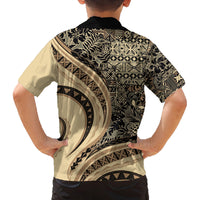 Hawaiian Hibiscus Tribal Vintage Motif Family Matching Summer Maxi Dress and Hawaiian Shirt Ver 2 LT9 - Polynesian Pride