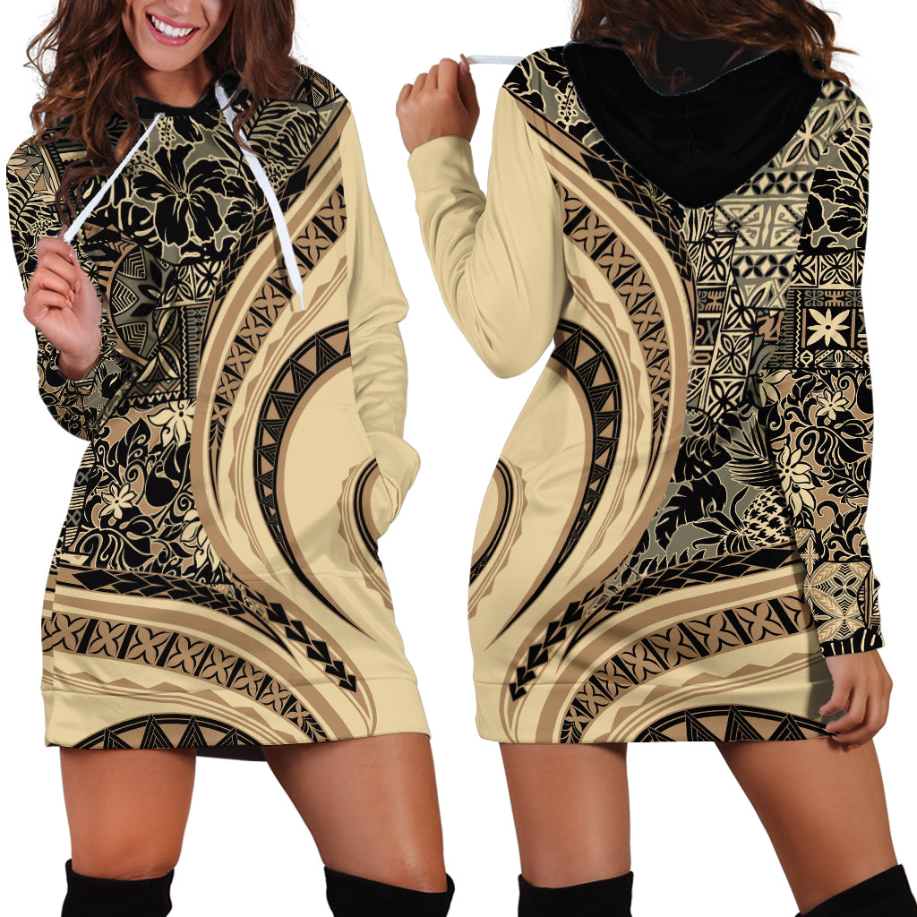 Hawaiian Hibiscus Tribal Vintage Motif Hoodie Dress Ver 2 LT9 - Polynesian Pride