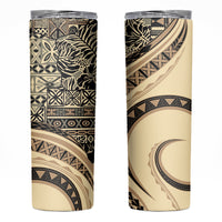 Hawaiian Hibiscus Tribal Vintage Motif Skinny Tumbler Ver 2 LT9 Beige - Polynesian Pride