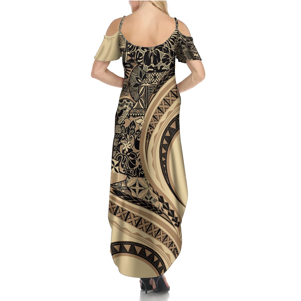 Hawaiian Hibiscus Tribal Vintage Motif Summer Maxi Dress Ver 2