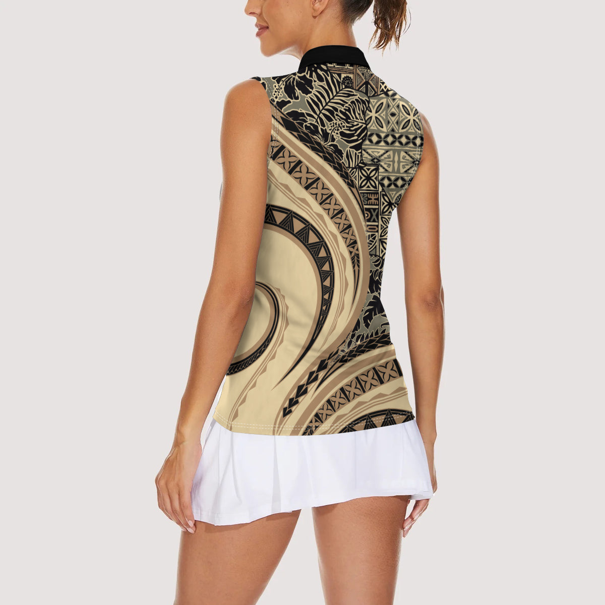 Hawaiian Hibiscus Tribal Vintage Motif Women Sleeveless Polo Shirt Ver 2 LT9 - Polynesian Pride