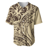 Hawaiian Hibiscus Tribal Vintage Motif Baseball Jersey Ver 3 LT9 Beige - Polynesian Pride