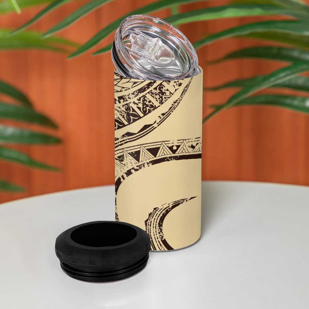 Hawaiian Hibiscus Tribal Vintage Motif 4 in 1 Can Cooler Tumbler Ver 3 LT9 - Polynesian Pride