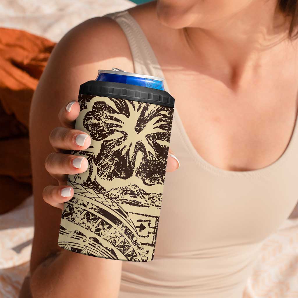 Hawaiian Hibiscus Tribal Vintage Motif 4 in 1 Can Cooler Tumbler Ver 3 LT9 - Polynesian Pride