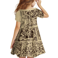 Hawaiian Hibiscus Tribal Vintage Motif Family Matching Long Sleeve Bodycon Dress and Hawaiian Shirt Ver 3 LT9 - Polynesian Pride