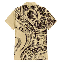 Hawaiian Hibiscus Tribal Vintage Motif Family Matching Off The Shoulder Long Sleeve Dress and Hawaiian Shirt Ver 3 LT9 - Polynesian Pride