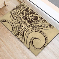 Hawaiian Hibiscus Tribal Vintage Motif Rubber Doormat Ver 3
