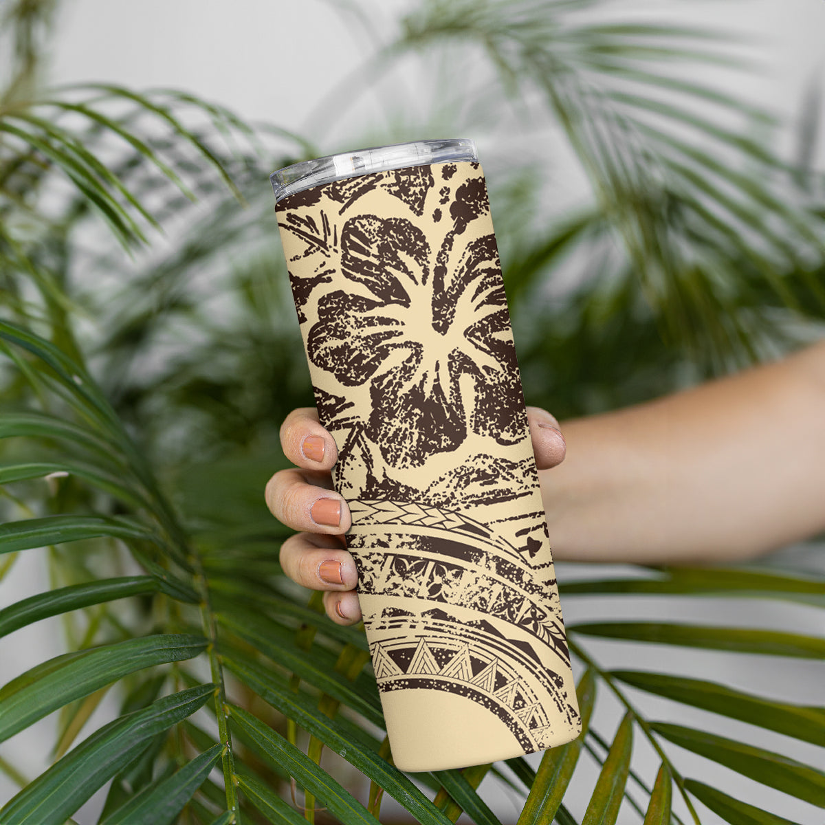 Hawaiian Hibiscus Tribal Vintage Motif Skinny Tumbler Ver 3 LT9 - Polynesian Pride