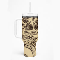 Hawaiian Hibiscus Tribal Vintage Motif Tumbler With Handle Ver 3