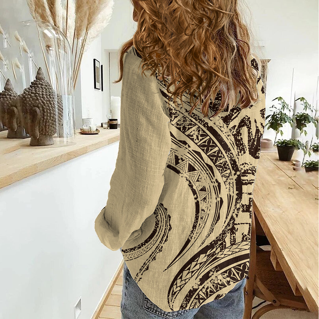 Hawaiian Hibiscus Tribal Vintage Motif Women Casual Shirt Ver 3 LT9 - Polynesian Pride