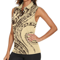Hawaiian Hibiscus Tribal Vintage Motif Women Sleeveless Polo Shirt Ver 3 LT9 - Polynesian Pride