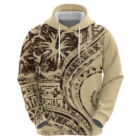 Hawaiian Hibiscus Tribal Vintage Motif Zip Hoodie Ver 3