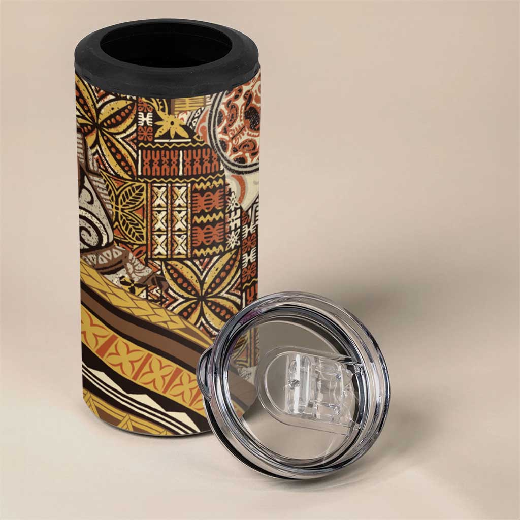 Hawaiian Hibiscus Tribal Vintage Motif 4 in 1 Can Cooler Tumbler Ver 4 LT9 - Polynesian Pride