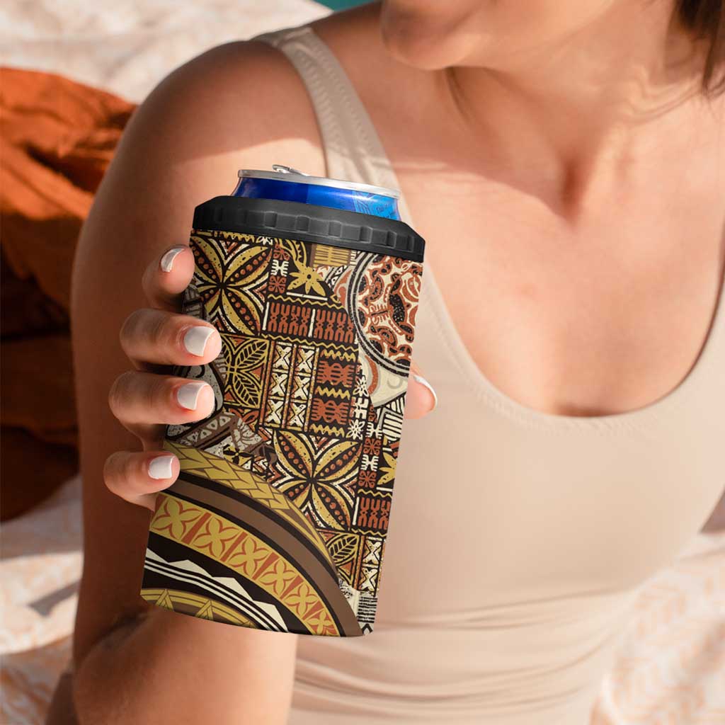 Hawaiian Hibiscus Tribal Vintage Motif 4 in 1 Can Cooler Tumbler Ver 4 LT9 - Polynesian Pride