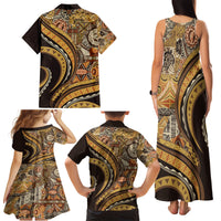 Hawaiian Hibiscus Tribal Vintage Motif Family Matching Tank Maxi Dress and Hawaiian Shirt Ver 4 LT9 - Polynesian Pride