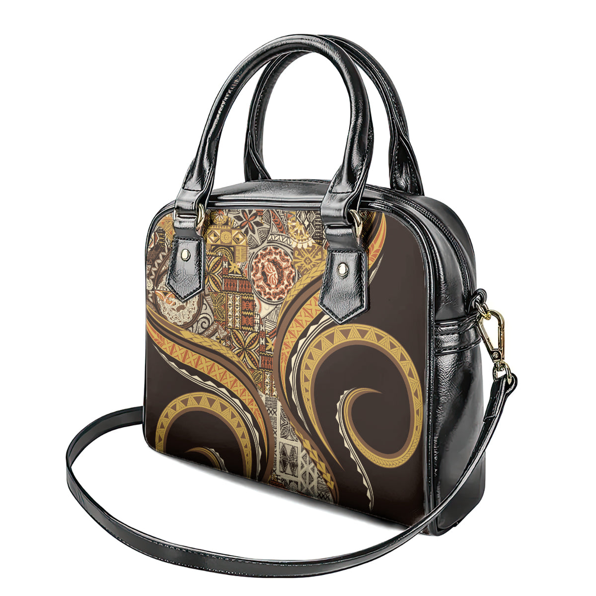 Hawaiian Hibiscus Tribal Vintage Motif Shoulder Handbag Ver 4