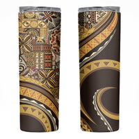 Hawaiian Hibiscus Tribal Vintage Motif Skinny Tumbler Ver 4 LT9 Gold - Polynesian Pride
