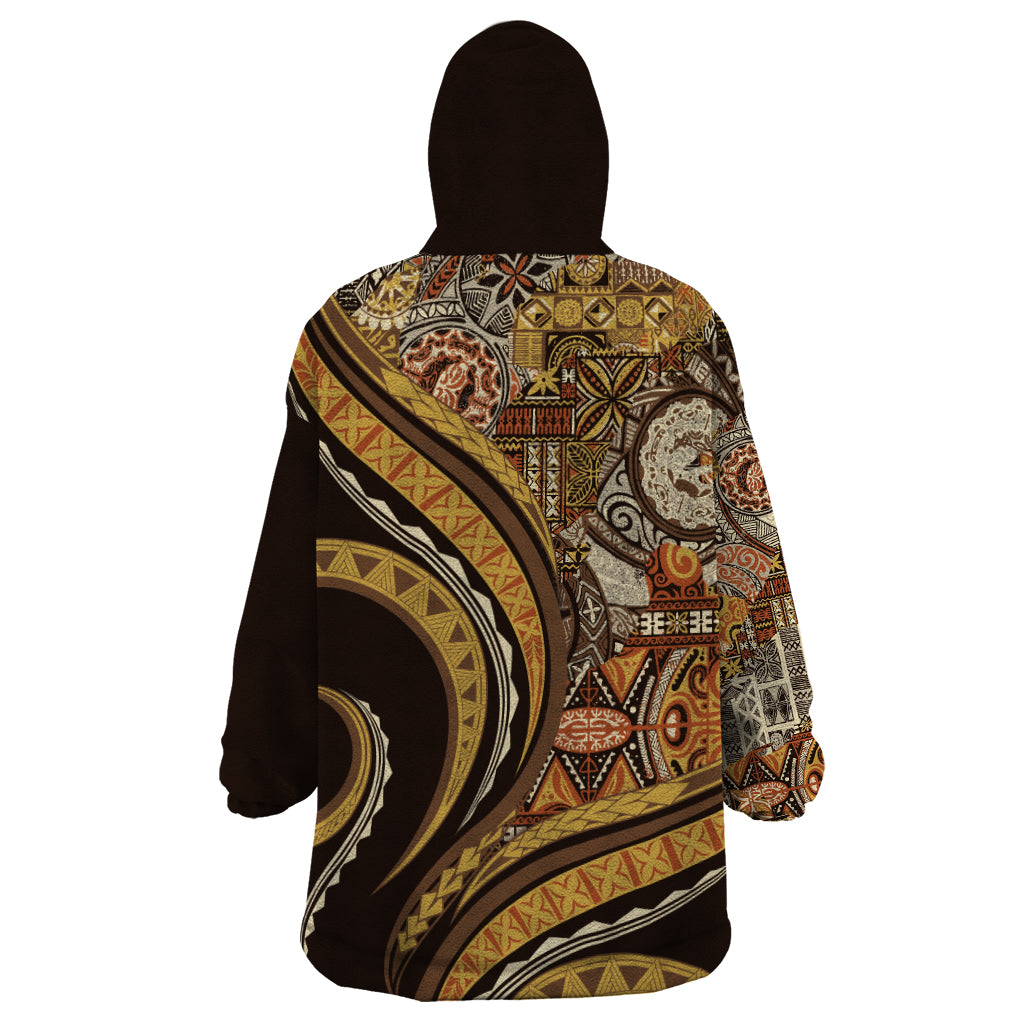 Hawaiian Hibiscus Tribal Vintage Motif Wearable Blanket Hoodie Ver 4 LT9 - Polynesian Pride