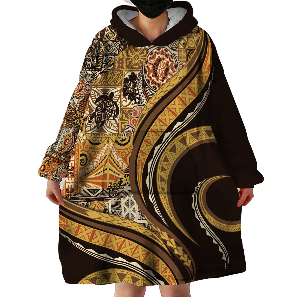 Hawaiian Hibiscus Tribal Vintage Motif Wearable Blanket Hoodie Ver 4 LT9 - Polynesian Pride