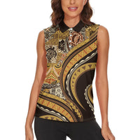 Hawaiian Hibiscus Tribal Vintage Motif Women Sleeveless Polo Shirt Ver 4 LT9 - Polynesian Pride