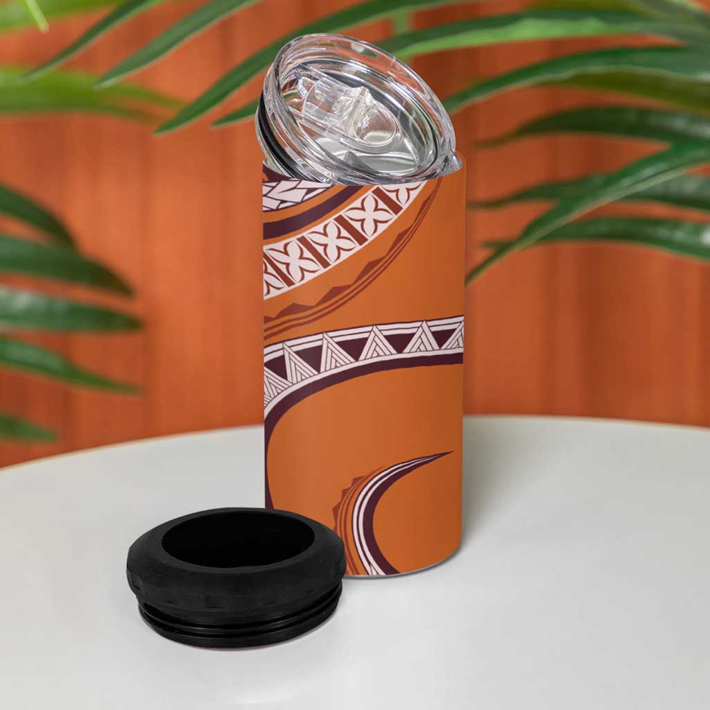 Hawaiian Hibiscus Tribal Vintage Motif 4 in 1 Can Cooler Tumbler Ver 5 LT9 - Polynesian Pride