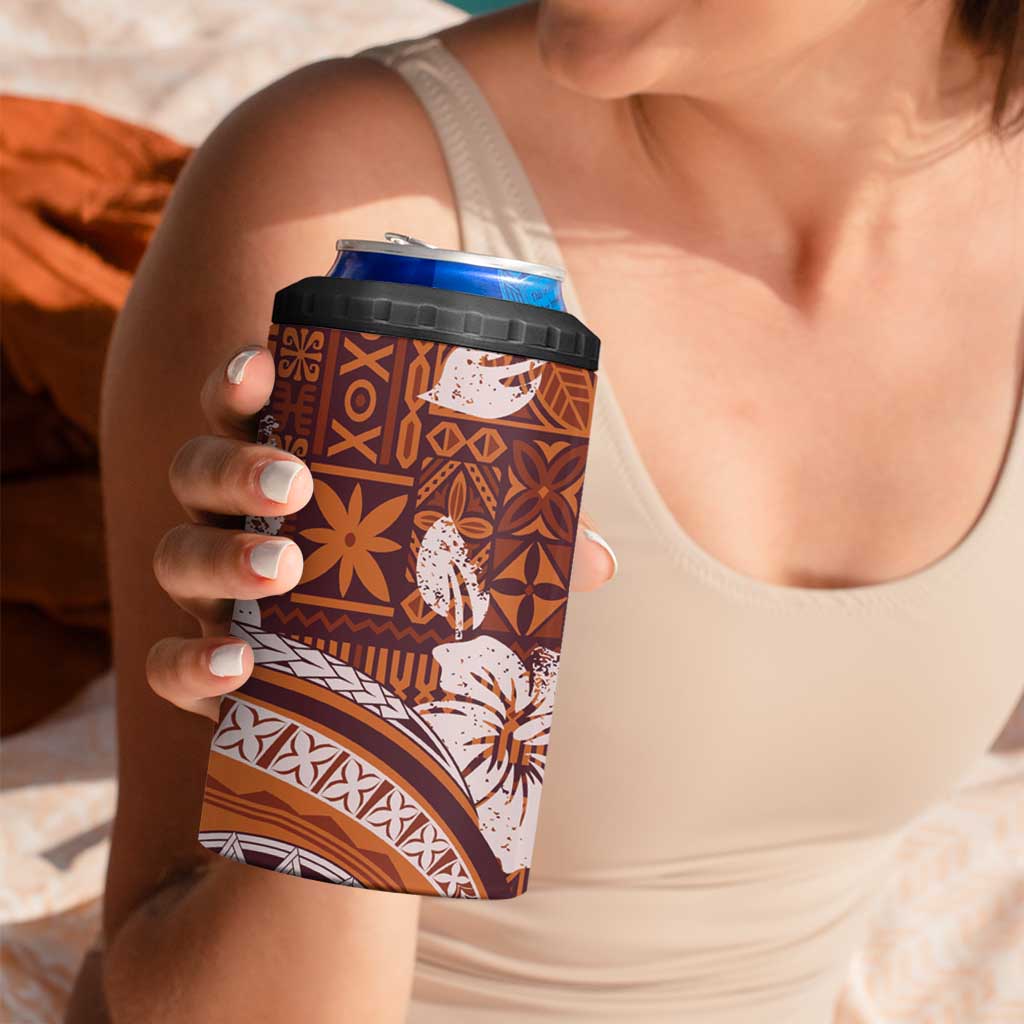 Hawaiian Hibiscus Tribal Vintage Motif 4 in 1 Can Cooler Tumbler Ver 5 LT9 - Polynesian Pride
