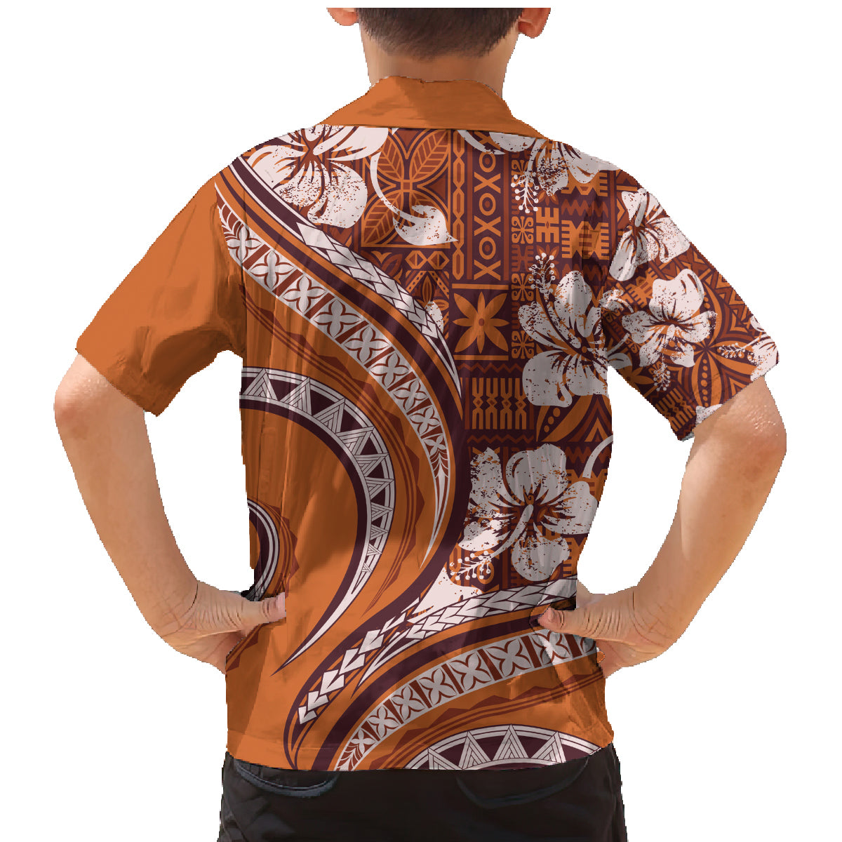Hawaiian Hibiscus Tribal Vintage Motif Family Matching Mermaid Dress and Hawaiian Shirt Ver 5 LT9 - Polynesian Pride