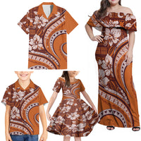 Hawaiian Hibiscus Tribal Vintage Motif Family Matching Off Shoulder Maxi Dress and Hawaiian Shirt Ver 5 LT9 - Polynesian Pride
