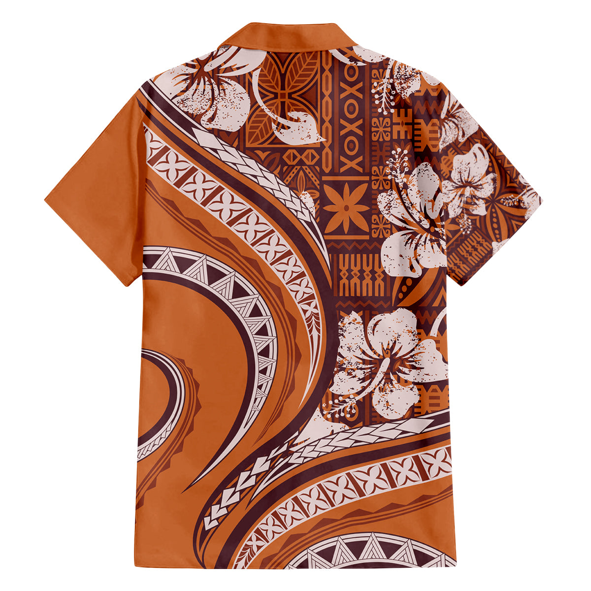 Hawaiian Hibiscus Tribal Vintage Motif Family Matching Off Shoulder Short Dress and Hawaiian Shirt Ver 5 LT9 - Polynesian Pride