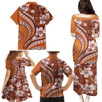 Hawaiian Hibiscus Tribal Vintage Motif Family Matching Puletasi and Hawaiian Shirt Ver 5 LT9 - Polynesian Pride