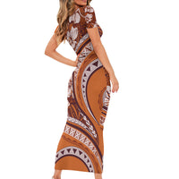 Hawaiian Hibiscus Tribal Vintage Motif Family Matching Short Sleeve Bodycon Dress and Hawaiian Shirt Ver 5 LT9 - Polynesian Pride