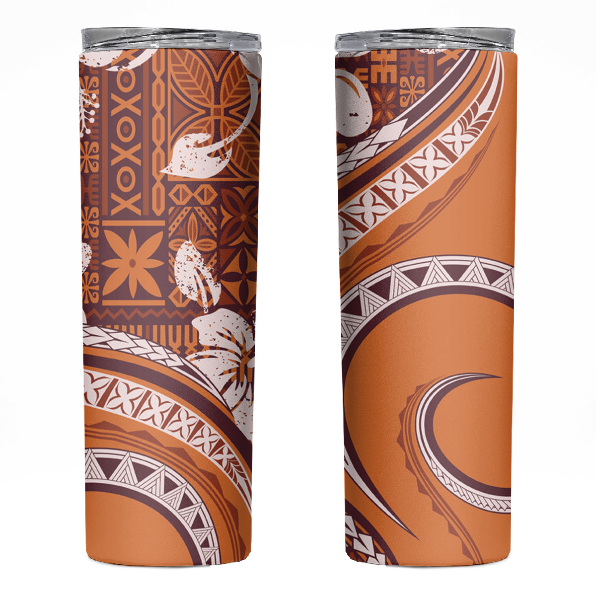 Hawaiian Hibiscus Tribal Vintage Motif Skinny Tumbler Ver 5 LT9 Gold - Polynesian Pride