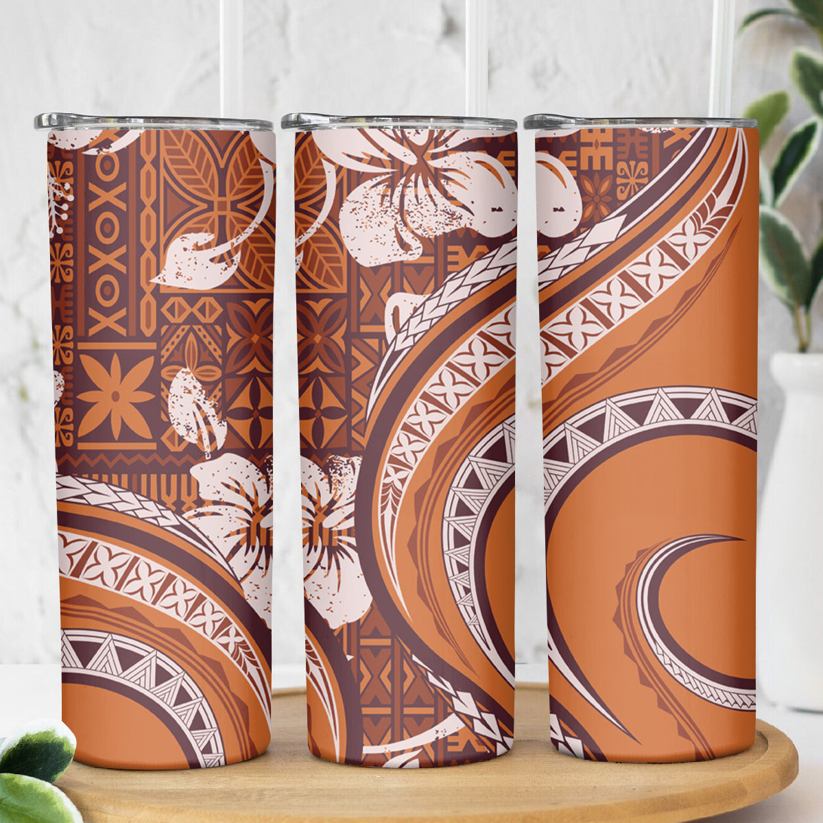 Hawaiian Hibiscus Tribal Vintage Motif Skinny Tumbler Ver 5 LT9 - Polynesian Pride