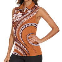 Hawaiian Hibiscus Tribal Vintage Motif Women Sleeveless Polo Shirt Ver 5 LT9 - Polynesian Pride