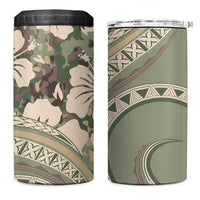 Hawaiian Hibiscus Tribal Vintage Motif 4 in 1 Can Cooler Tumbler Ver 6 LT9 One Size: 16 oz Green Pastel - Polynesian Pride